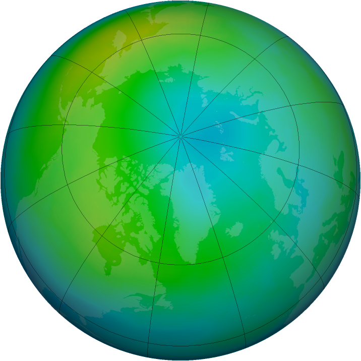 Arctic ozone map for November 1982